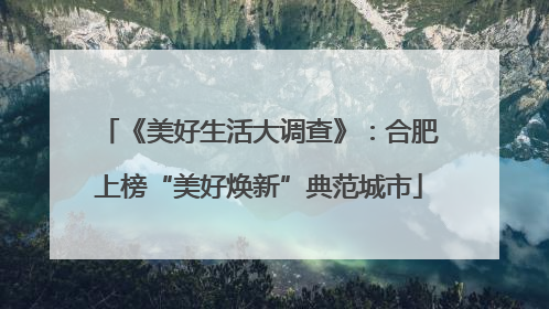 《美好生活大调查》：合肥上榜“美好焕新”典范城市