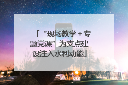“现场教学＋专题党课”为支点建设注入水利动能