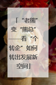 “老熊”变“熊总”——看“个转企”如何转出发展新空间