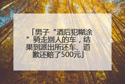 男子“酒后犯糊涂”骑走别人的车，结果到派出所还车、道歉还赔了500元