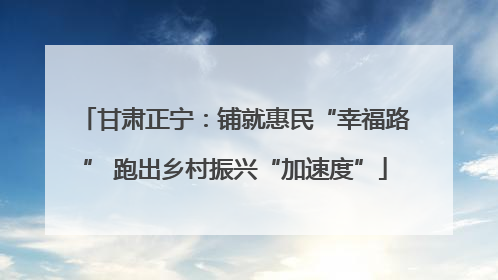 甘肃正宁：铺就惠民“幸福路” 跑出乡村振兴“加速度”