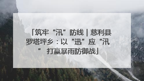 筑牢“汛”防线｜慈利县罗塔坪乡：以“迅”应“汛” 打赢暴雨防御战