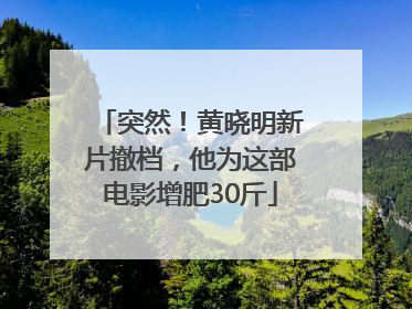 突然！黄晓明新片撤档，他为这部电影增肥30斤