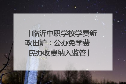 临沂中职学校学费新政出炉：公办免学费 民办收费纳入监管