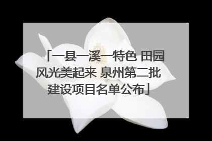 一县一溪一特色 田园风光美起来 泉州第二批建设项目名单公布