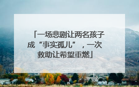 一场悲剧让两名孩子成“事实孤儿”，一次救助让希望重燃