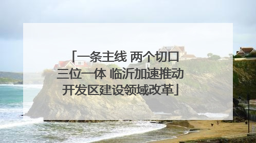 一条主线 两个切口 三位一体 临沂加速推动开发区建设领域改革