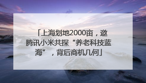 上海划地2000亩，邀腾讯小米共探“养老科技蓝海”，背后商机几何