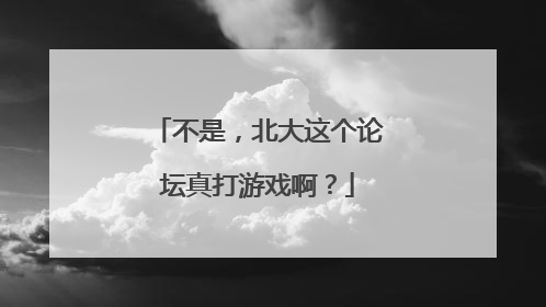 不是，北大这个论坛真打游戏啊？