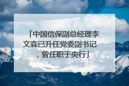中国信保副总经理李文森已升任党委副书记，曾任职于央行