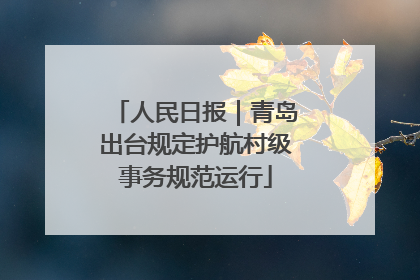 人民日报｜青岛出台规定护航村级事务规范运行