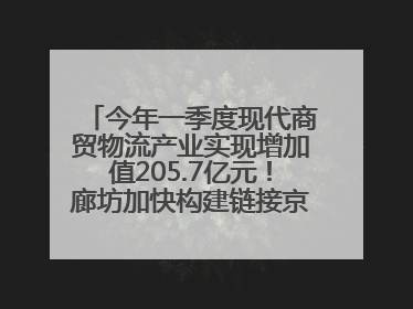 今年一季度现代商贸物流产业实现增加值205.7亿元！廊坊加快构建链接京津冀面向全世界的物流通道