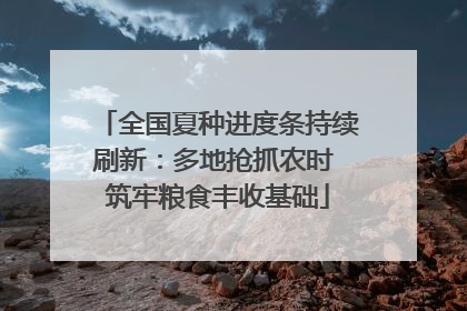 全国夏种进度条持续刷新：多地抢抓农时 筑牢粮食丰收基础