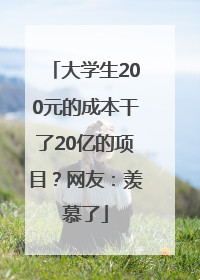 大学生200元的成本干了20亿的项目？网友：羡慕了