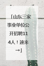 山东三家事业单位公开招聘114人！速来→