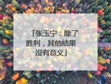张玉宁：除了胜利，其他结果没有意义