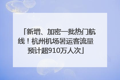 新增、加密一批热门航线！杭州机场暑运客流量预计超910万人次