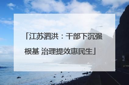 江苏泗洪：干部下沉强根基 治理提效惠民生