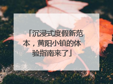 沉浸式度假新范本，黄阳小镇的体验指南来了