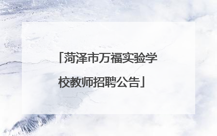 菏泽市万福实验学校教师招聘公告