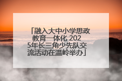 融入大中小学思政教育一体化 2025年长三角少先队交流活动在温岭举办