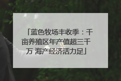蓝色牧场丰收季：千亩养殖区年产值超三千万 海产经济活力足
