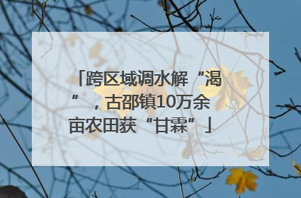 跨区域调水解“渴”，古邵镇10万余亩农田获“甘霖”