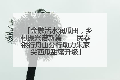 金融活水润瓜田，乡村振兴谱新篇——民泰银行舟山分行助力朱家尖西瓜甜蜜升级