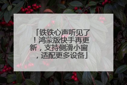 铁铁心声听见了！鸿蒙版快手再更新，支持侧滑小窗，适配更多设备