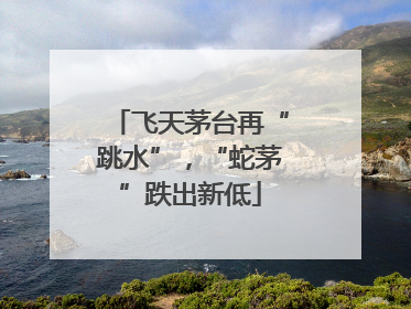 飞天茅台再“跳水”，“蛇茅”跌出新低