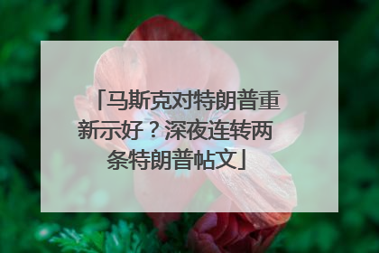 马斯克对特朗普重新示好？深夜连转两条特朗普帖文
