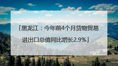 黑龙江：今年前4个月货物贸易进出口总值同比增长2.9%