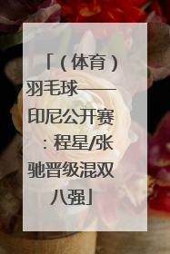 （体育）羽毛球——印尼公开赛：程星/张驰晋级混双八强